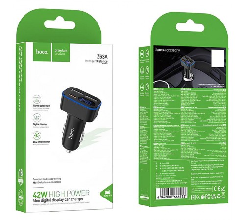 АЗП Hoco Z63A Barry PD42W+QC3.0 (2USB-A/1C) Black