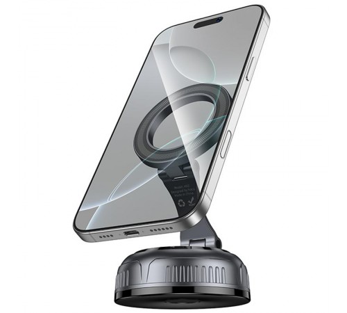 Автотримач Hoco H92 High vacuum suction cup magnetic (universal) Black / Metal gray