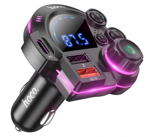 АЗП FM модулятор Hoco DFM01 Legend 20W+QC3.0 (2USB-A/1C) Black