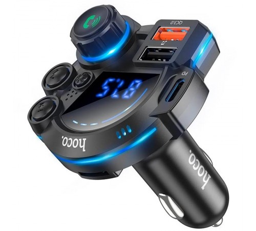 АЗП FM модулятор Hoco DFM01 Legend 20W+QC3.0 (2USB-A/1C) Black