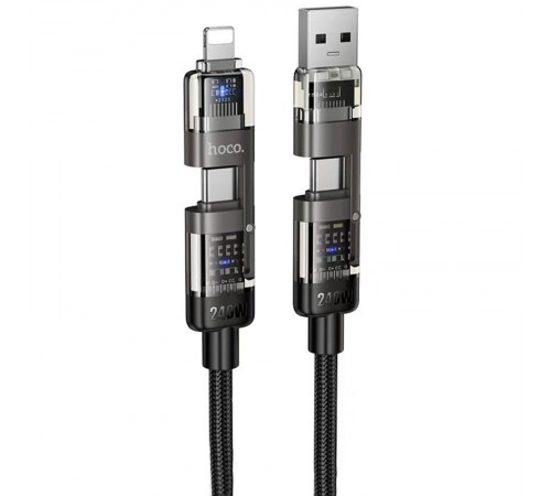 Дата кабель Hoco U151 Goldsmith 4in1 Type-C to USB/Type-C to Lightning 240W (1.2m) Black