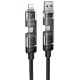 Дата кабель Hoco U151 Goldsmith 4in1 Type-C to USB/Type-C to Lightning 240W (1.2m) Black
