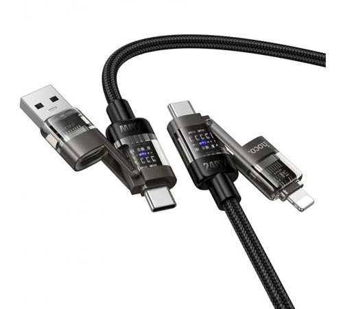 Дата кабель Hoco U151 Goldsmith 4in1 Type-C to USB/Type-C to Lightning 240W (1.2m) Black