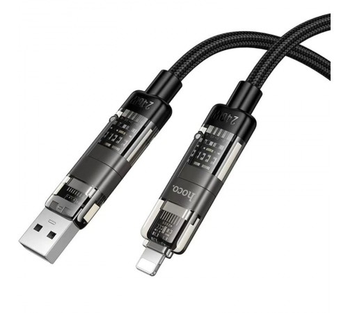 Дата кабель Hoco U151 Goldsmith 4in1 Type-C to USB/Type-C to Lightning 240W (1.2m) Black
