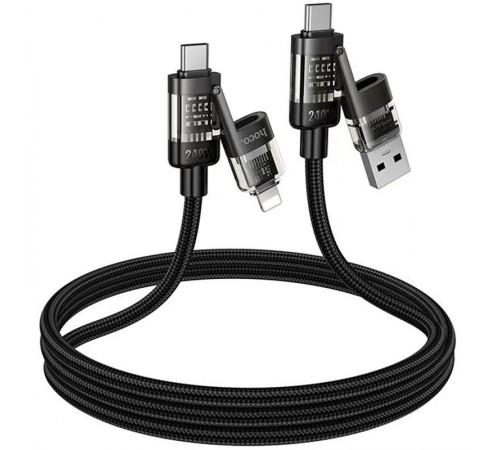 Дата кабель Hoco U151 Goldsmith 4in1 Type-C to USB/Type-C to Lightning 240W (1.2m) Black