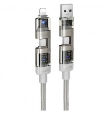 Дата кабель Hoco U151 Goldsmith 4in1 Type-C to USB/Type-C to Lightning 240W (1.2m) Gray