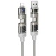 Дата кабель Hoco U151 Goldsmith 4in1 Type-C to USB/Type-C to Lightning 240W (1.2m) Gray