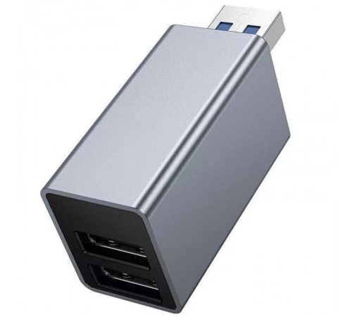 Перехідник HUB Hoco HB54 3in1 (USB to 2xUSB2.0+USB3.0) Metal grey