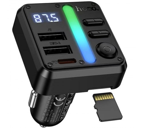 АЗП FM модулятор Hoco E89 Libre 45W (1USB-A/1C) Black