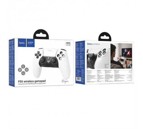Ігровий джойстик геймпад Hoco GA32 Dragon for PS5 White