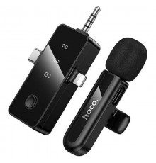 Петличний бездротовий мікрофон Hoco L20B Fair 3in1 (Lightning/Type-C/3.5) Black