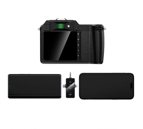 Петличний бездротовий мікрофон Hoco L20B Fair 3in1 (Lightning/Type-C/3.5) Black