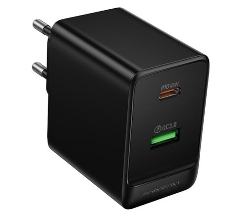 МЗП Borofone BAS16A Erudite PD45W+QC3.0 (1USB-A/1C) Black