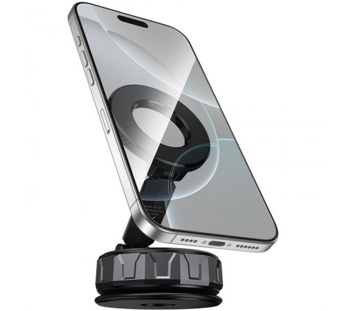 Автотримач Borofone BH140 Gloria Vacuum Suction Magnetic (center console) Black / Metal gray