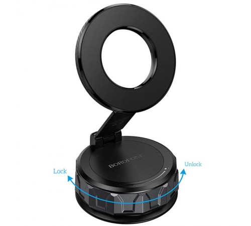 Автотримач Borofone BH140 Gloria Vacuum Suction Magnetic (center console) Black / Metal gray