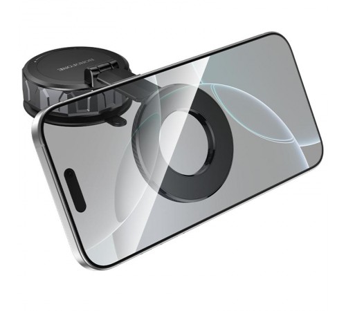 Автотримач Borofone BH140 Gloria Vacuum Suction Magnetic (center console) Black / Metal gray