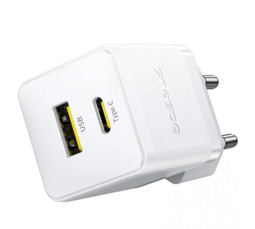 МЗП Baseus Palm Fast Charger 30W (1USB-A/1C) (P1011160A) Moon White