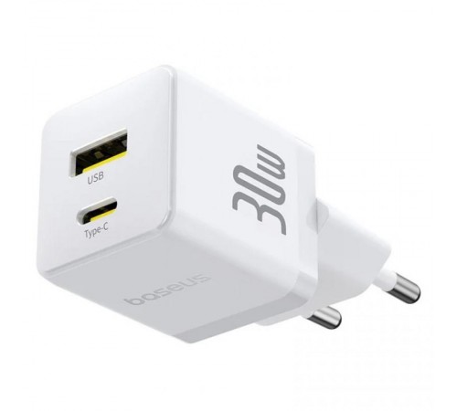 МЗП Baseus Palm Fast Charger 30W (1USB-A/1C) (P1011160A) Moon White