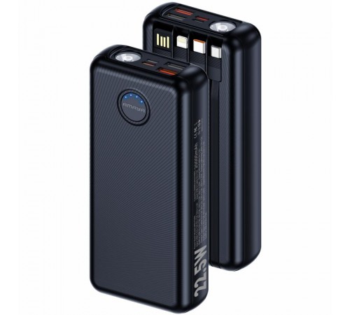 Портативний ЗП Power Bank Amaya F239L 22.5W flashlight with cable 20000 mAh Black