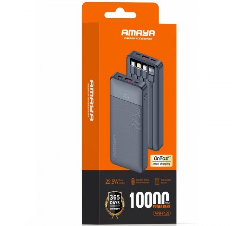 Портативний ЗП Power Bank Amaya F129 22.5W with cable 10000 mAh Black