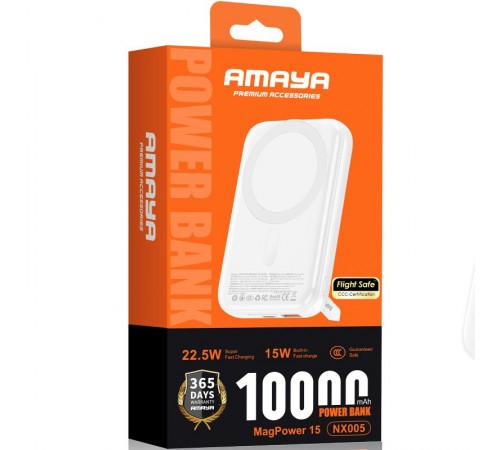 Портативний ЗП Power Bank Amaya NX005 22.5W з БЗП 10000 mAh White