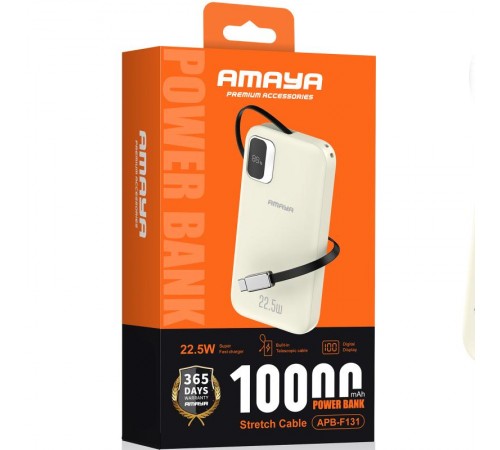 Портативний ЗП Power Bank Amaya F131 22.5W with display and cable 10000 mAh Biege