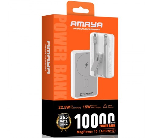 Портативний ЗП Power Bank Amaya XN-T181 15W+PD22.5W with cable 10000 mAh White