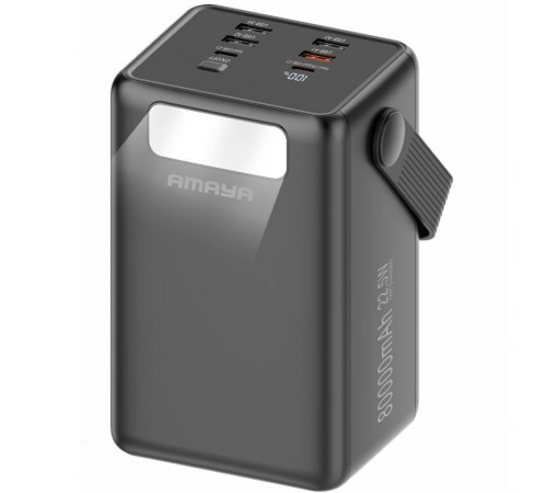 Портативний ЗП Power Bank Amaya APB-80 22.5W flashlight with cable 80000 mAh Black