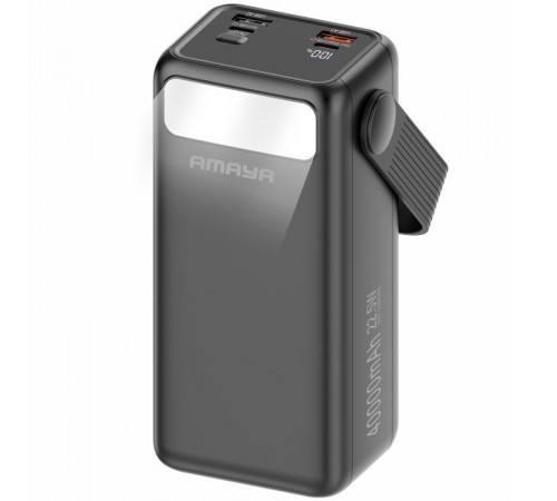 Портативний ЗП Power Bank Amaya APB-40 22.5W flashlight with cable 40000 mAh Black