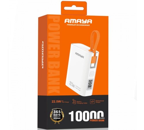 Портативний ЗП Power Bank Amaya FD50 22.5W with display and cable 10000 mAh White