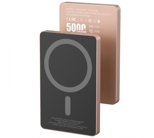 Портативний ЗП Power Bank Amaya APB-WF53 15W з БЗП 5000 mAh Black