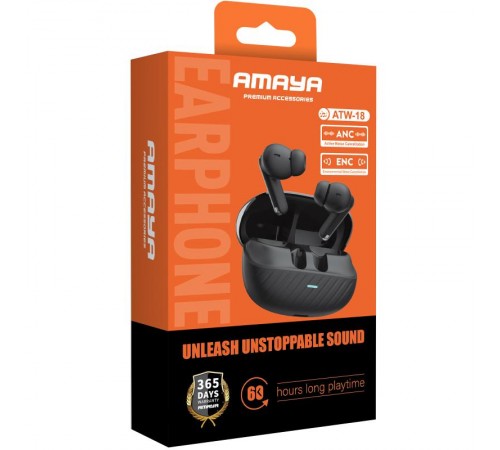 Бездротові TWS навушники Amaya ATW-18 ANC+ENC Black