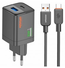 МЗП Amaya E81S PD30W+QC3.0 (1USB-A/1C) + кабель USB to Type-C Black