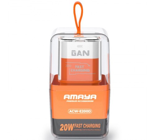 МЗП Amaya E200D PD20W+QC3.0 (1USB-A/1C) Orange