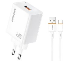 МЗП Amaya E79D 2.4A (1USB-A) + кабель USB to Type-C White