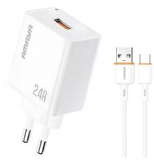 МЗП Amaya E79D 2.4A (1USB-A) + кабель USB to Type-C White