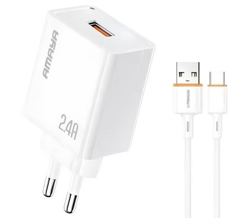 МЗП Amaya E79D 2.4A (1USB-A) + кабель USB to Type-C White