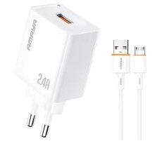 МЗП Amaya E79D 2.4A (1USB-A) + кабель USB to MicroUSB White