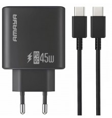 МЗП Amaya E70S PD45W (1USB-C) + кабель Type-C to Type-C Black