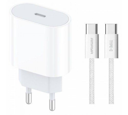 МЗП Amaya E69S PD35W (1USB-C) + кабель Type-C to Type-C White