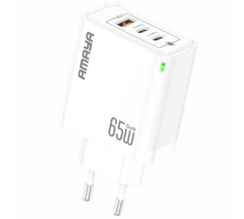 МЗП Amaya E102T PD65W+QC3.0 GaN (1USB-A/2C) White