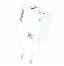МЗП Amaya E46D PD30W+QC3.0 GaN (1USB-A/1C) White