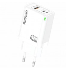 МЗП Amaya E45D PD45W+QC3.0 GaN (1USB-A/1C) White
