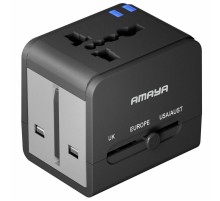 Сетевой універсальний перехідник Amaya X10W 10W + 1USB-A/1C Black