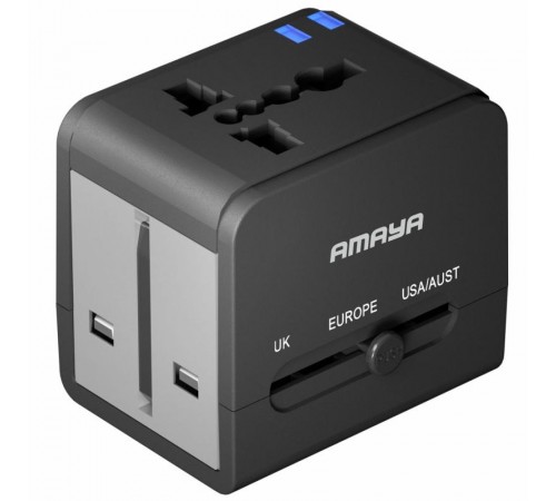 Сетевой універсальний перехідник Amaya X10W 10W + 1USB-A/1C Black