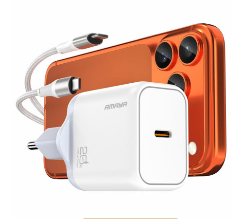 МЗП Amaya E280S PD20W GaN (1USB-C) + кабель Type-C to Type-C White