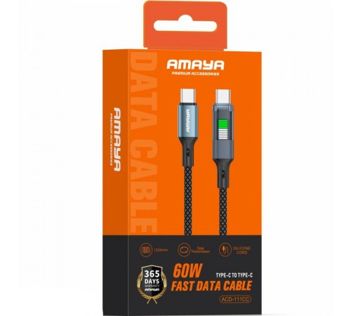 Дата кабель Amaya 111CC Type-C to Type-C 60W (1.2m) Black