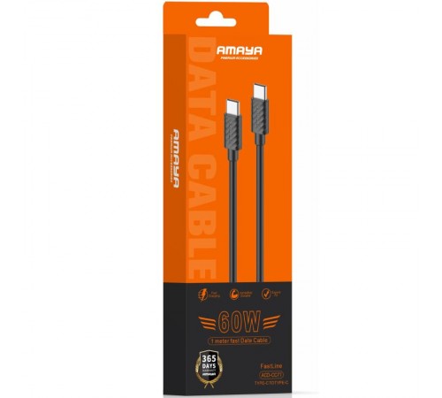Дата кабель Amaya 77CC Type-C to Type-C 60W (1m) Black