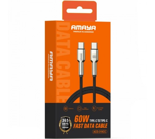 Дата кабель Amaya 310CC Type-C to Type-C 60W (1m) Brown