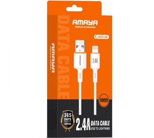 Дата кабель Amaya L66 USB to Lightning 2.4A (1m) White